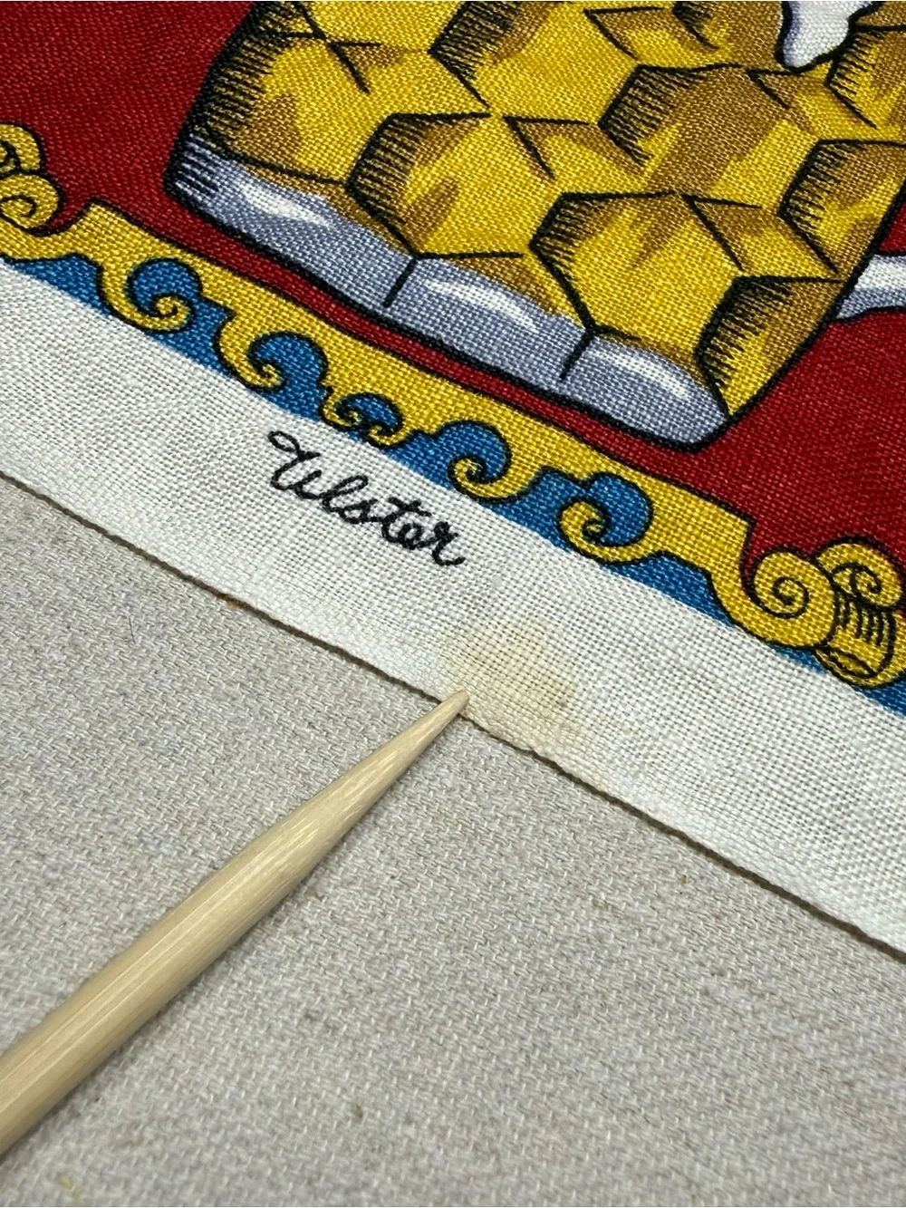 Vintage Irish Linen Tea Towel with Animal Motif and Poem - Red, Yellow, Blue